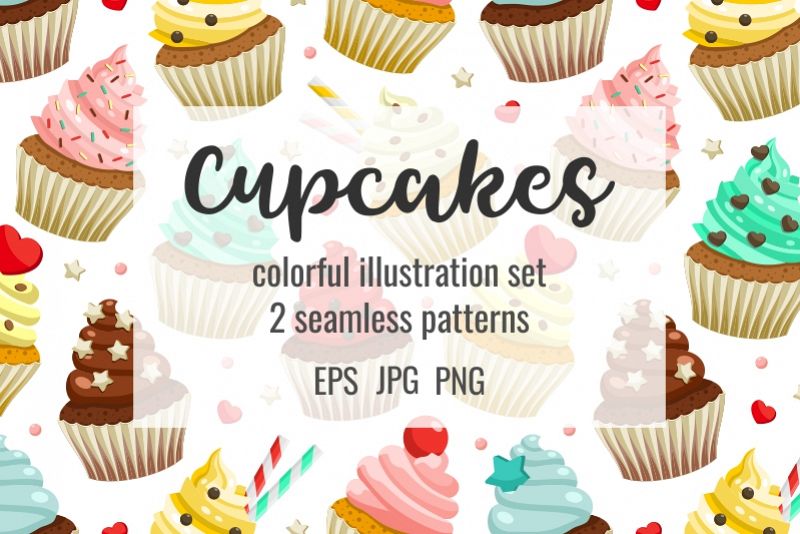 Cupcakes set & patterns example image 1
