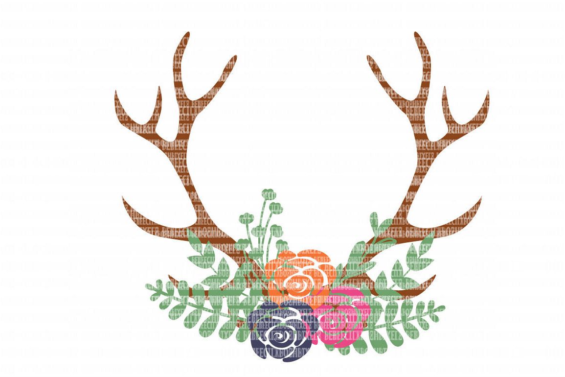 Download Antler Floral Swag SVG Files for Silhouette and Cricut Design Space Christmas Cut File Printable ...