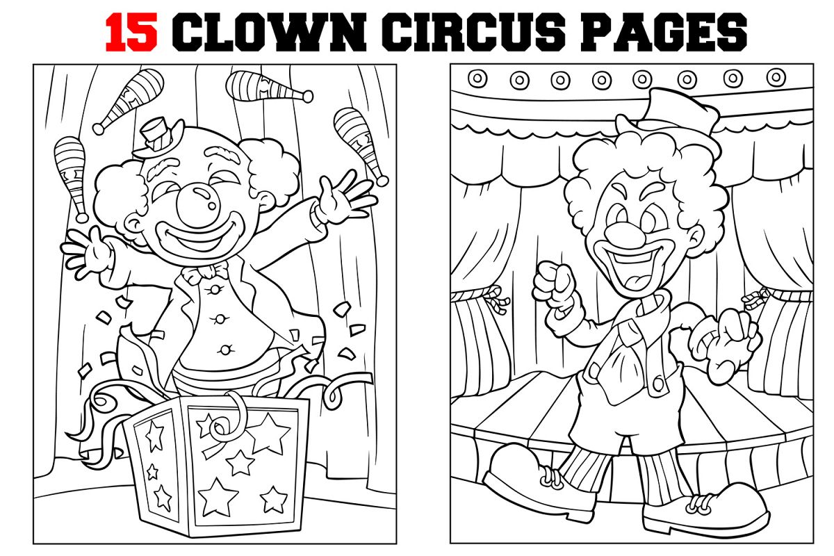 Coloring Pages For Kids - 24 Clown and Circus Coloring Pages