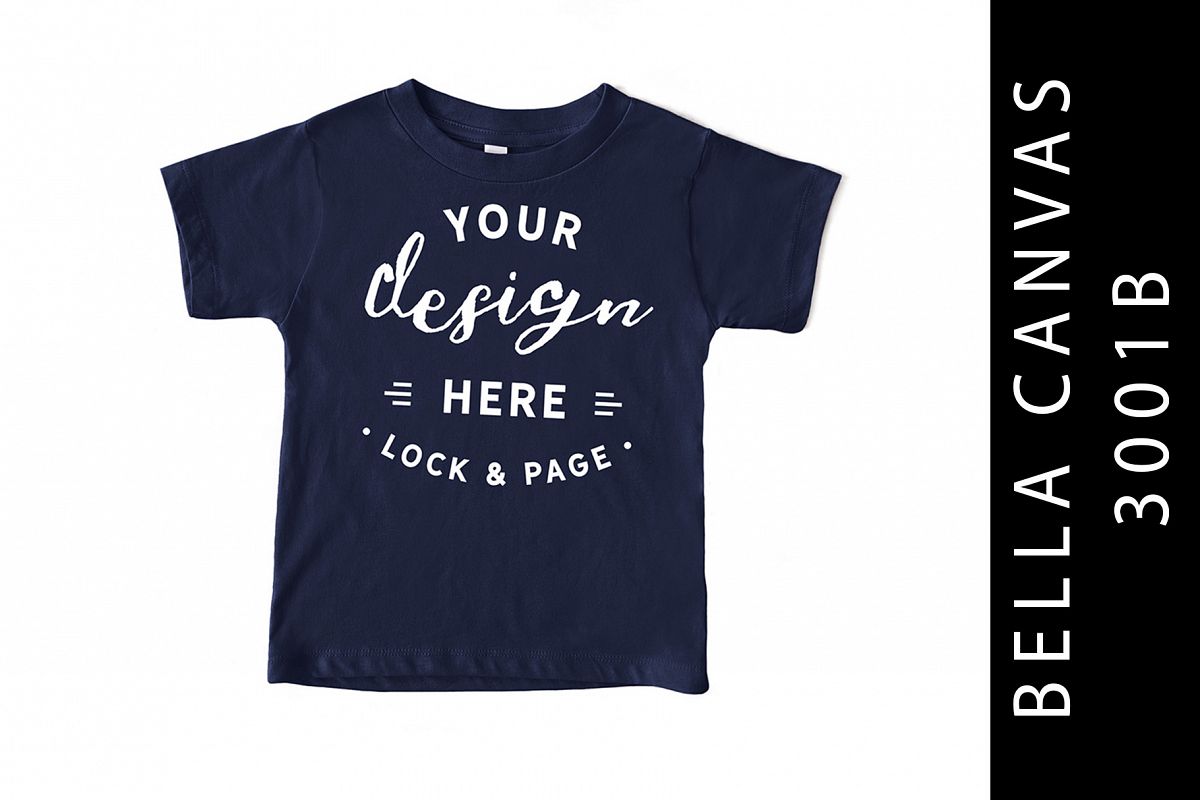 Navy Kids Bella Canvas 3001B T-Shirt Mockup Toddler example image 1