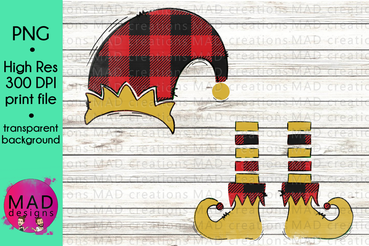 Christmas Elf - Add Your Own Text Template - Buffalo Plaid example image 1