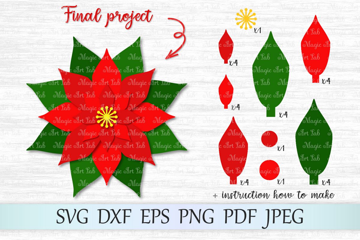 Poinsettia svg, Christmas svg, Christmas poinsettia svg example image 1