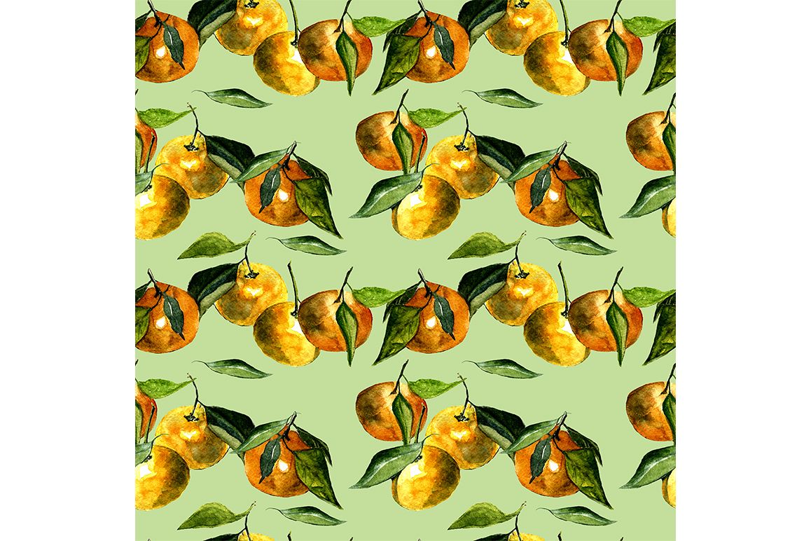 Seamless pattern tangerines. example image 1