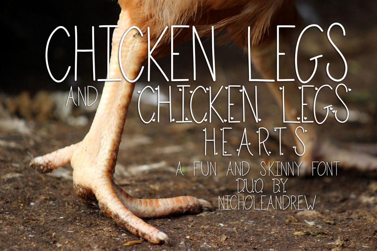 Chicken Legs and Chicken Legs Hearts Font Duo example image 1