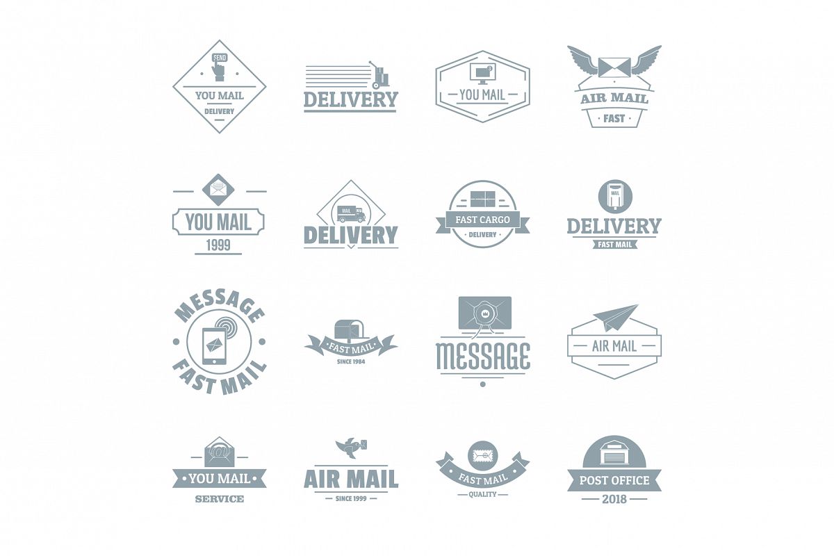 Delivery service logo icons set, simple style example image 1