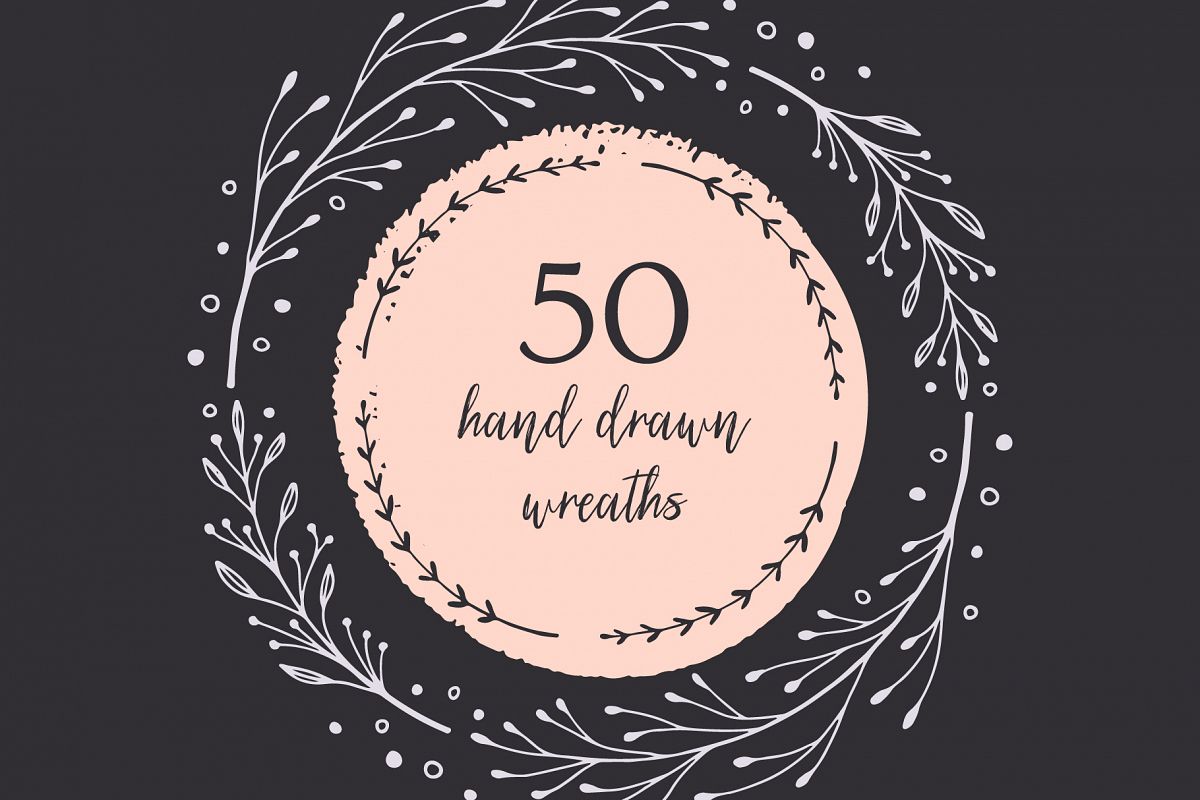 50 Hand Drawn Wreaths example image 1