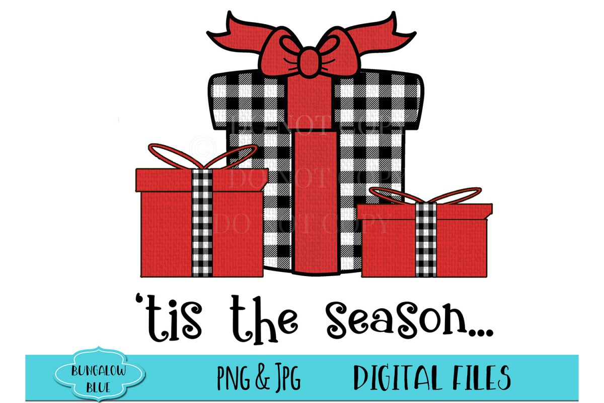 Christmas Presents Tis the Season Buffalo Plaid Download example image 1