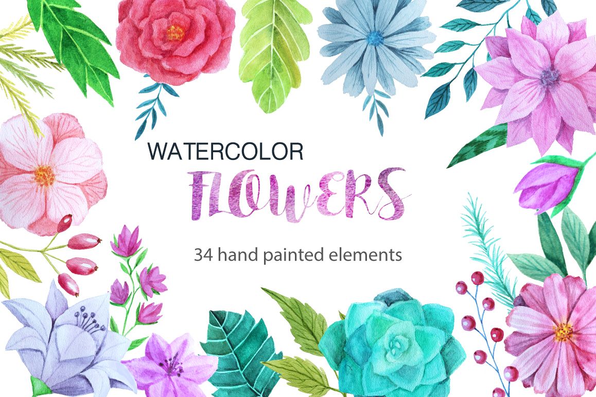 Watercolor Flower Pack example image 1