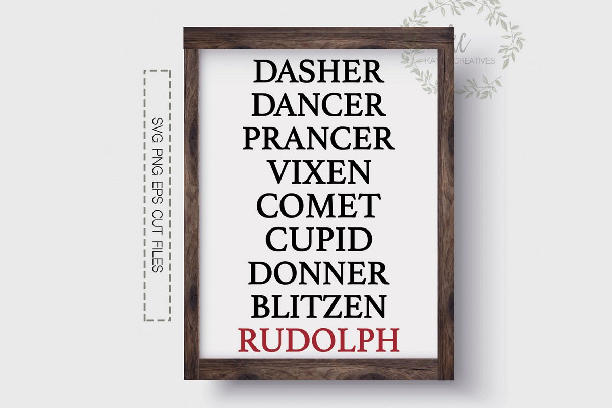 Download Reindeer Names SVG, Rudolph SVG, Christmas Cut File, Cricut