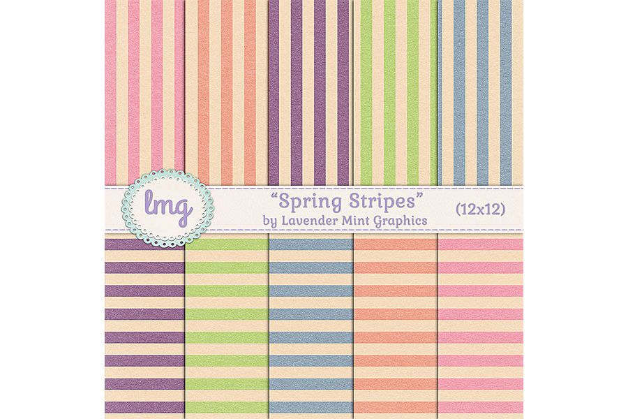 Spring Stripes Digital Scrapbook Paper example image 1