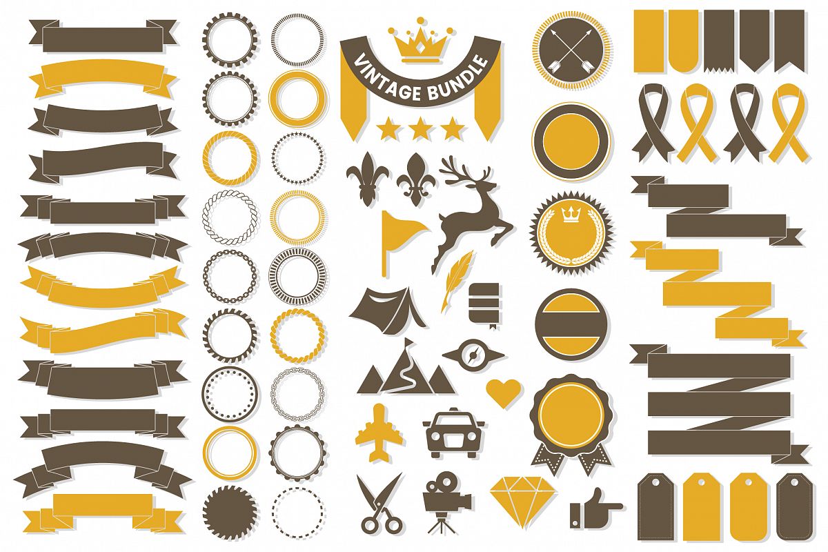 Vintage Badge & Objects Vector Set example image 1