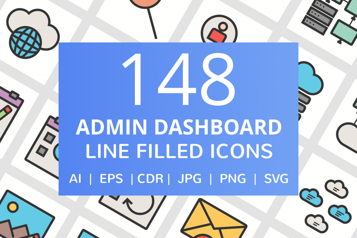 148 Admin Dashboard Filled Line Icons example image 1