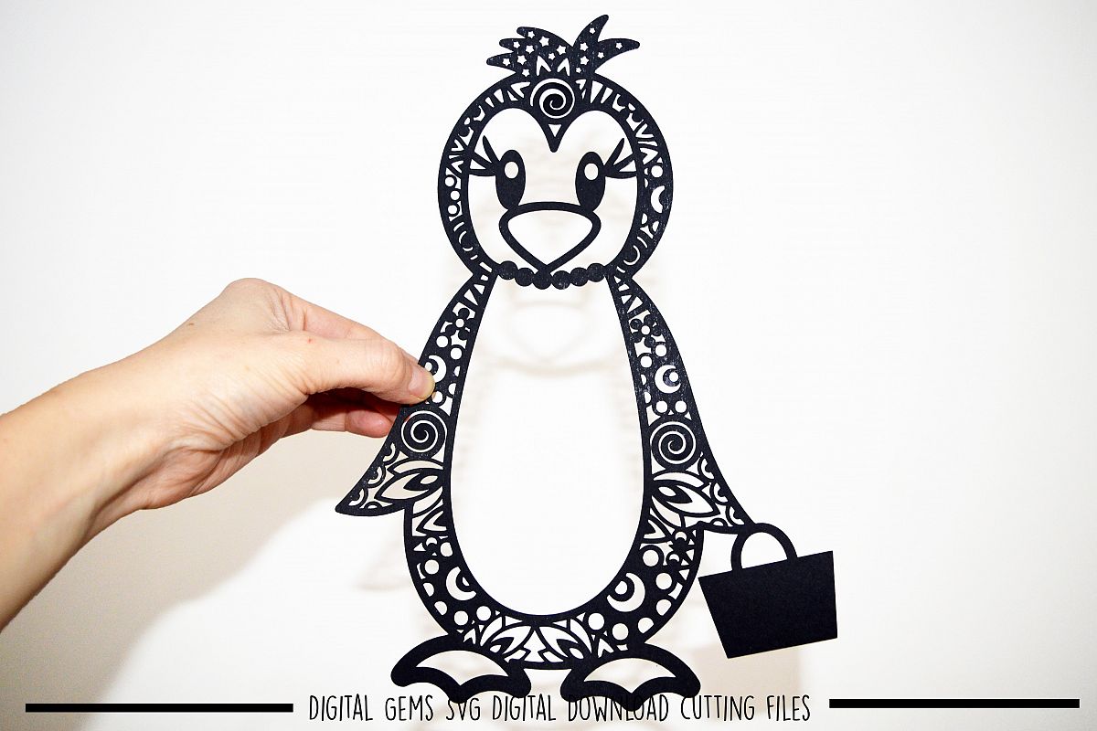 Mrs Penguin paper cut SVG / DXF / EPS files example image 1