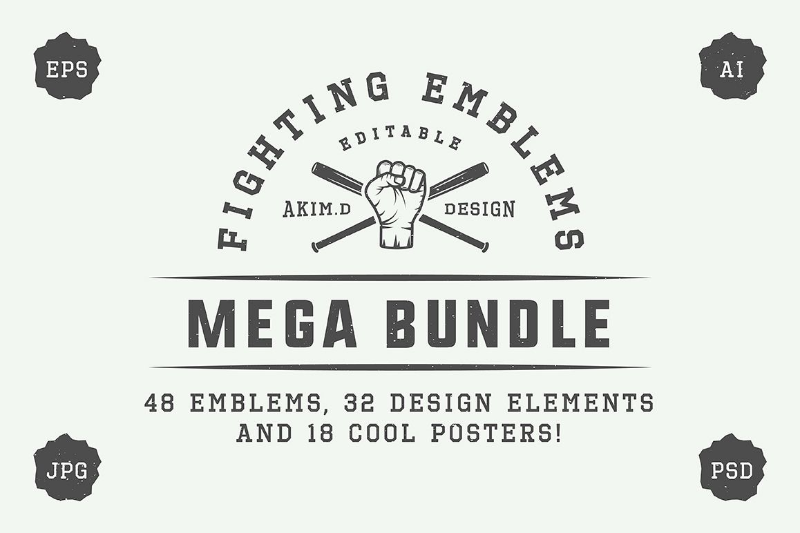 Vintage Fighting Emblems Bundle example image 1