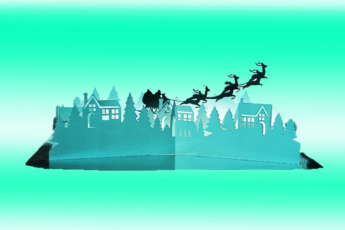 Christmas Village pop up greetings card example image 1