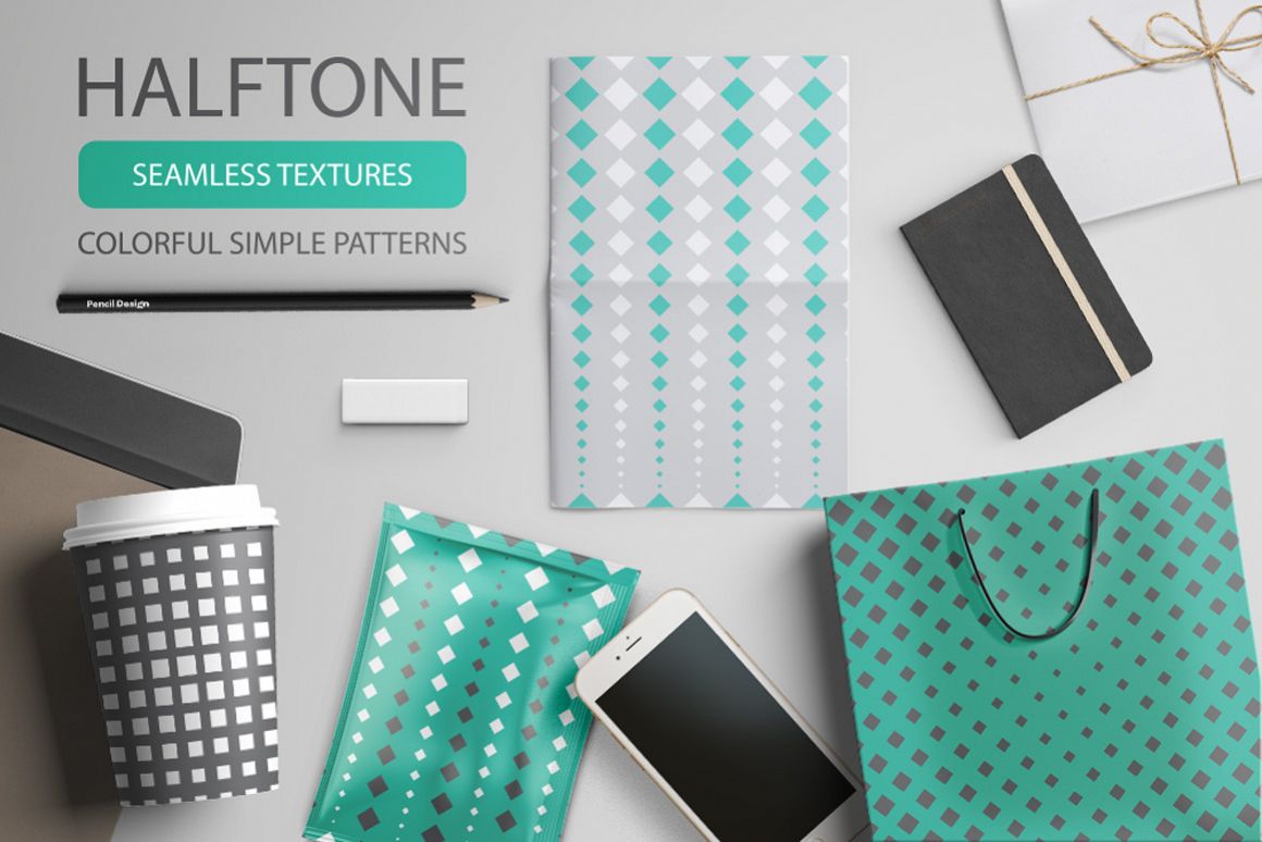 Set of halftone seamless patterns example image 1