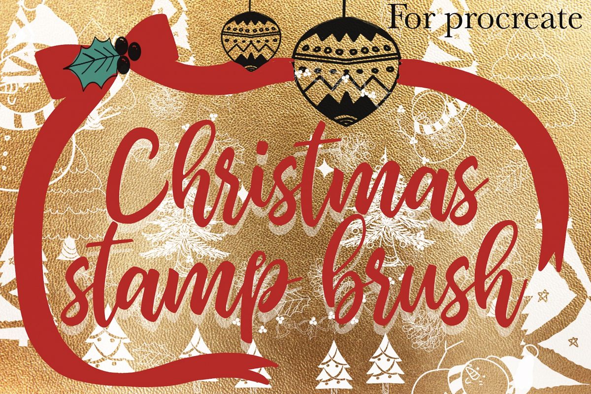 Christmas procreate stamp brush set example image 1