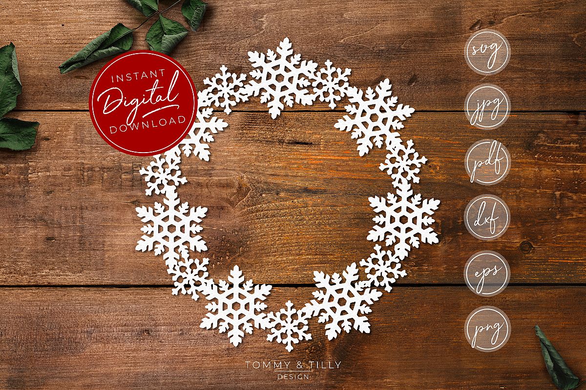 Snowflake Wreath - SVG EPS DXF PNG PDF JPG example image 1