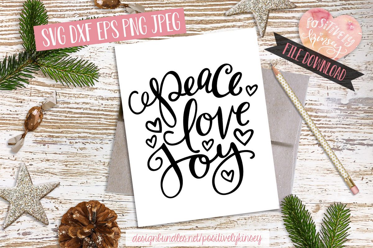 Christmas Quote SVG DXF PNG EPS Peace Love Joy SVG Design example image 1