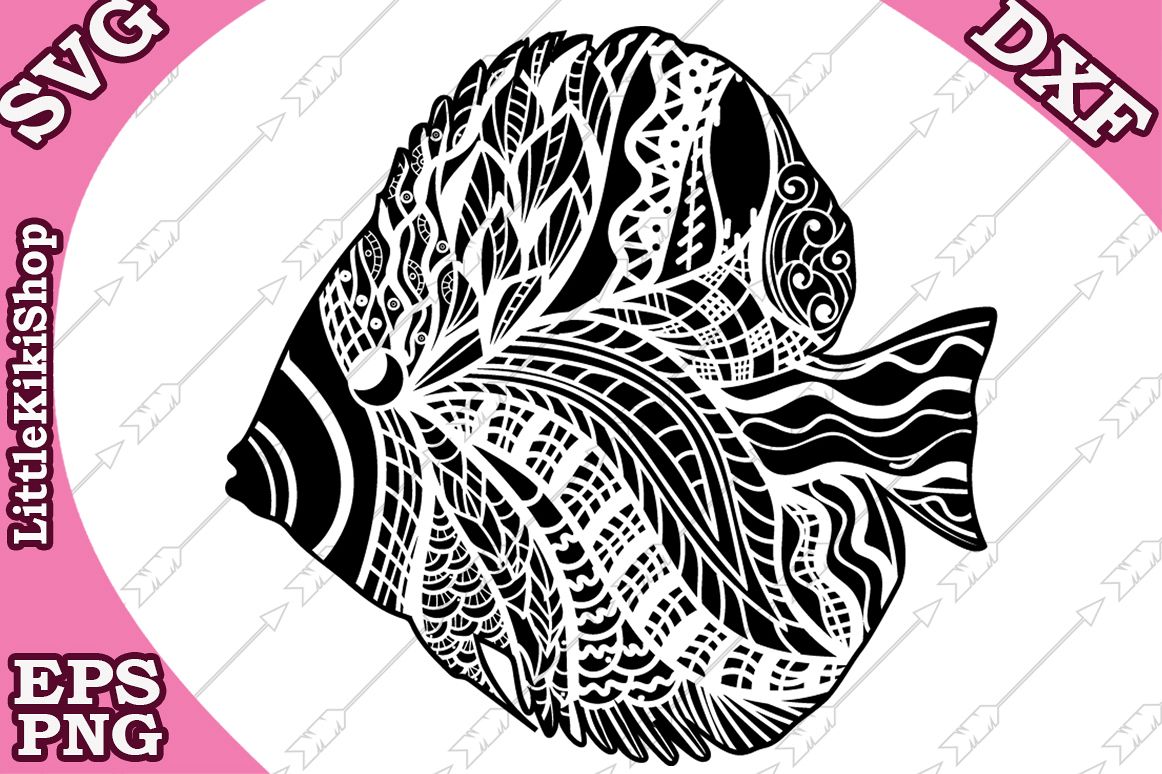 Zentangle Fish Svg,Mandala Fish Svg,Fish cut file,Sea Animal example image 1