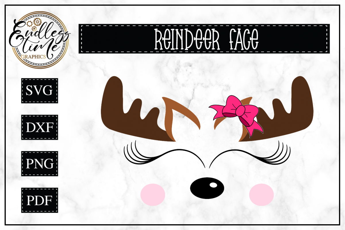 Reindeer Face Christmas SVG example image 1