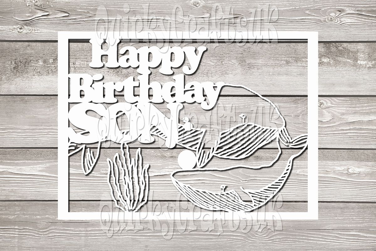 Happy birthday Whales/SON papercutting template example image 1