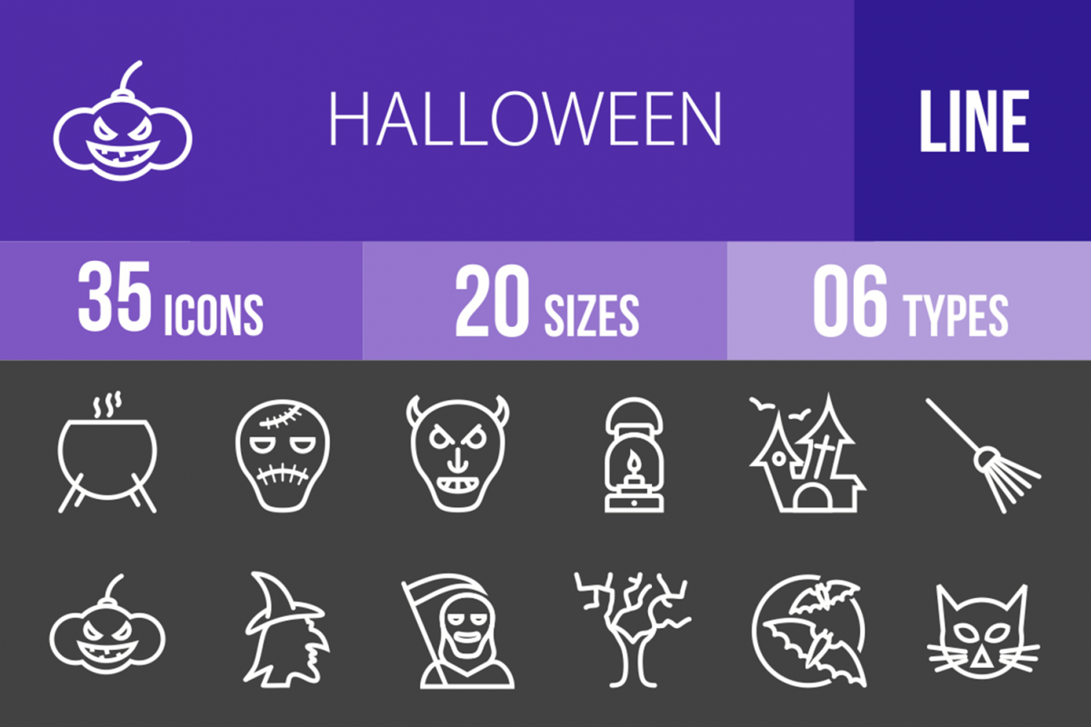 35 Halloween Line Inverted Icons example image 1