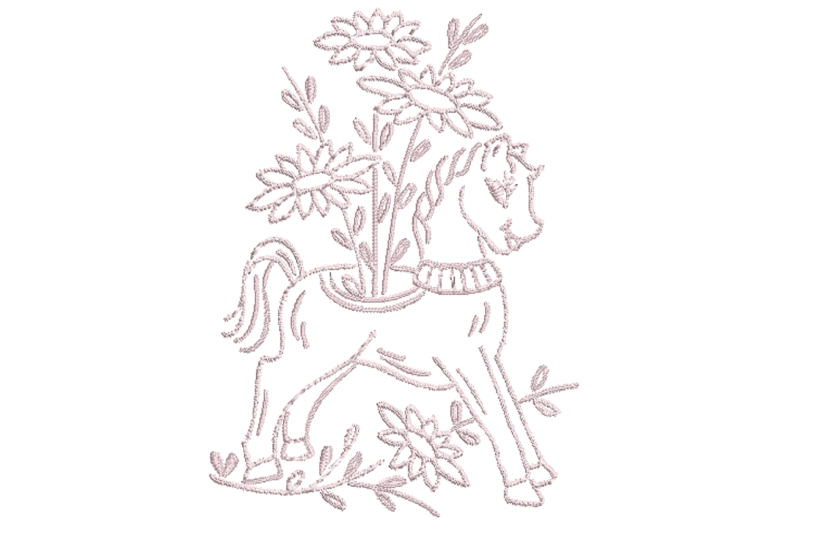 Vintage Redwork PES Design 4x4 Embroidery Hoop Pattern example image 1