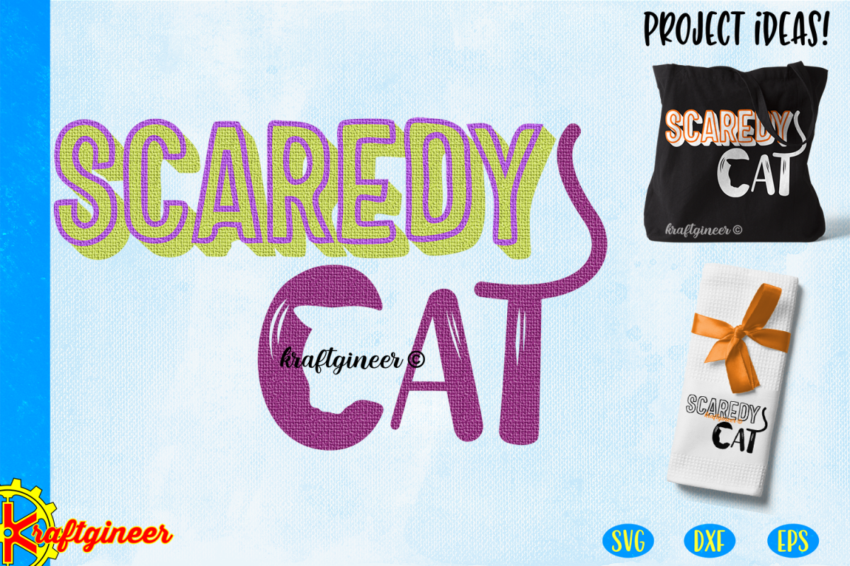 Halloween SVG, Scaredy Cat CUT FILE, DXF, EPS example image 1