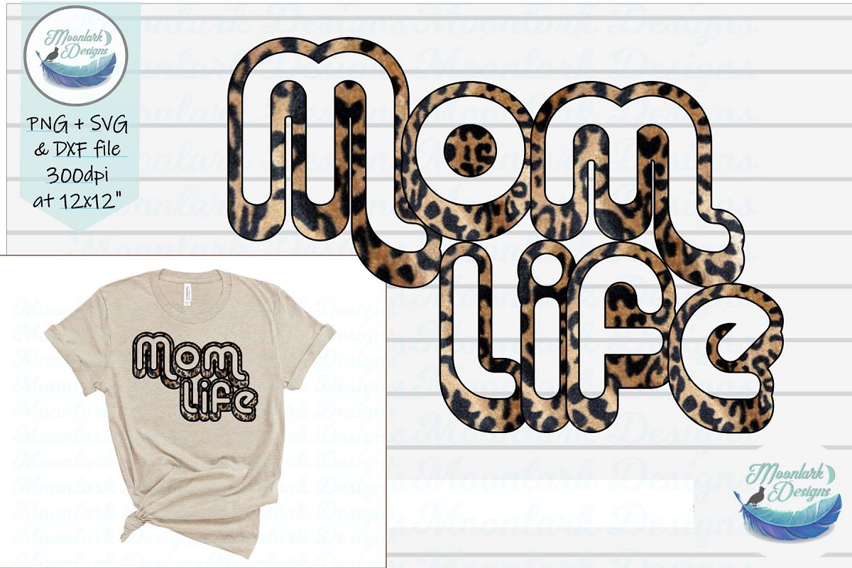 Download Mom Life|leopard retro cut file SVG DXF PNG Sublimation