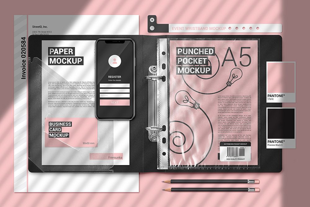 A5 Papers In Plastic Folder Scene Mockup example image 1