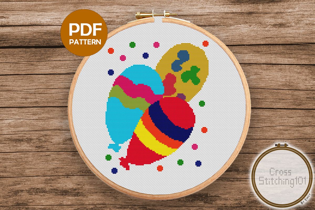 Balloon Cross Stitch Pattern PDF example image 1
