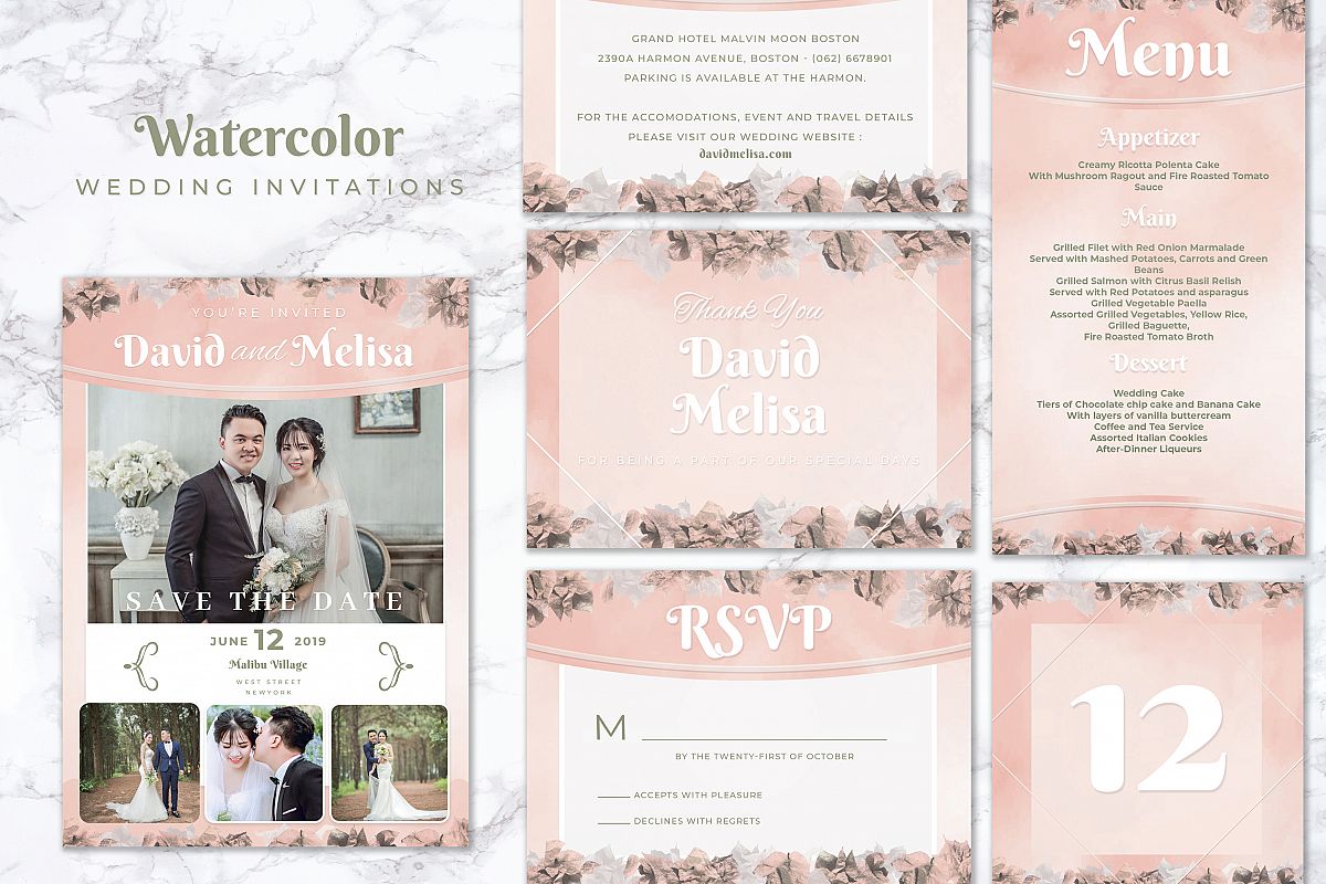 watercolor wedding invitations example image 1
