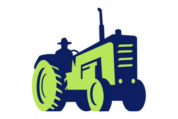 Organic Farmer Driving Vintage Farm Tractor example image 1