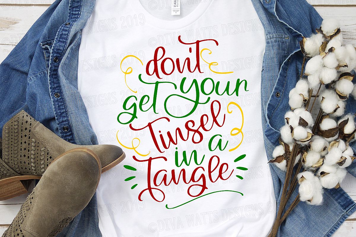 Don't Get Your Tinsel In A Tangle Christmas Cutting File example image 1