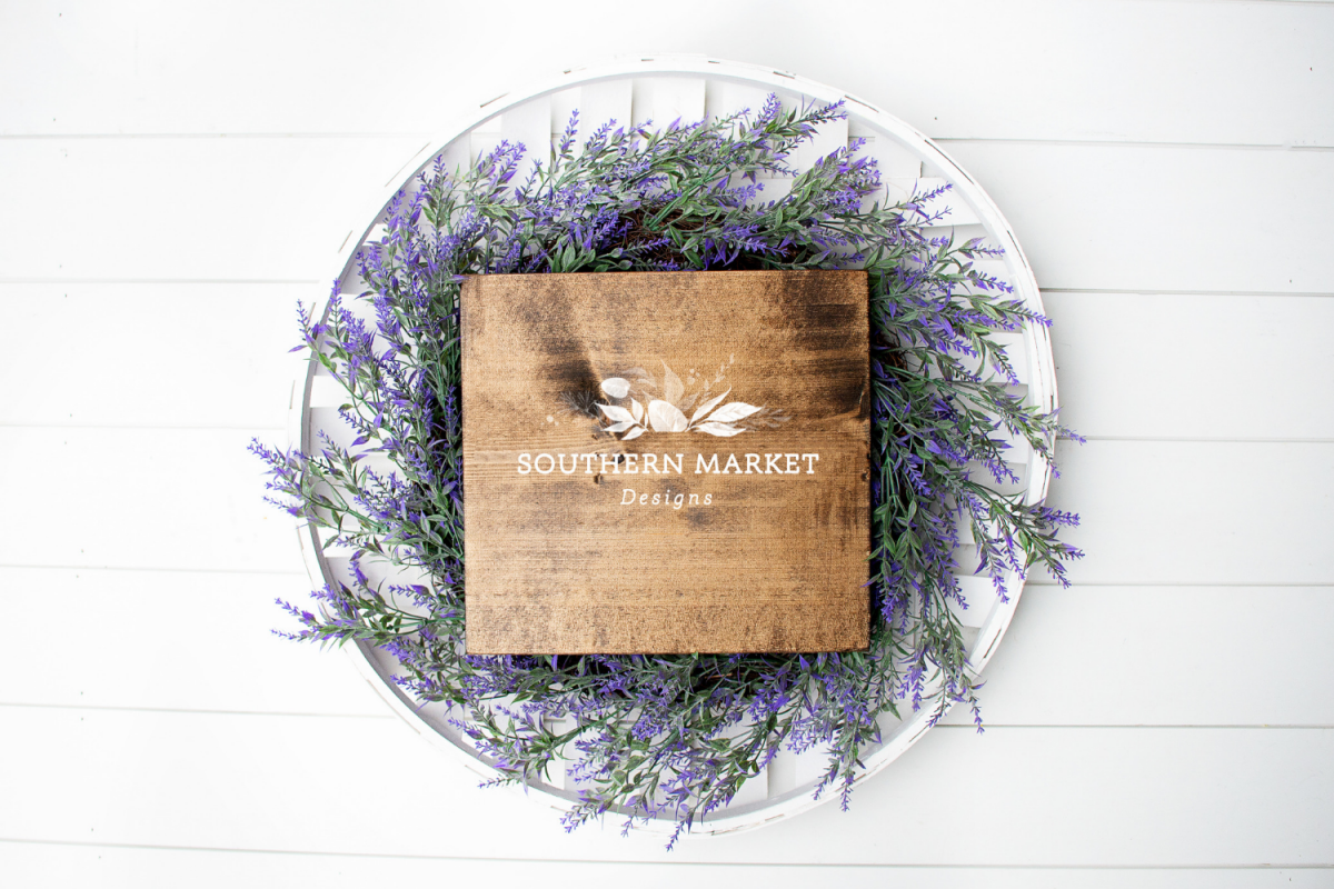 Real Wood 12x12 Sign Mock Up | Wood Sign Flat Lay | example image 1