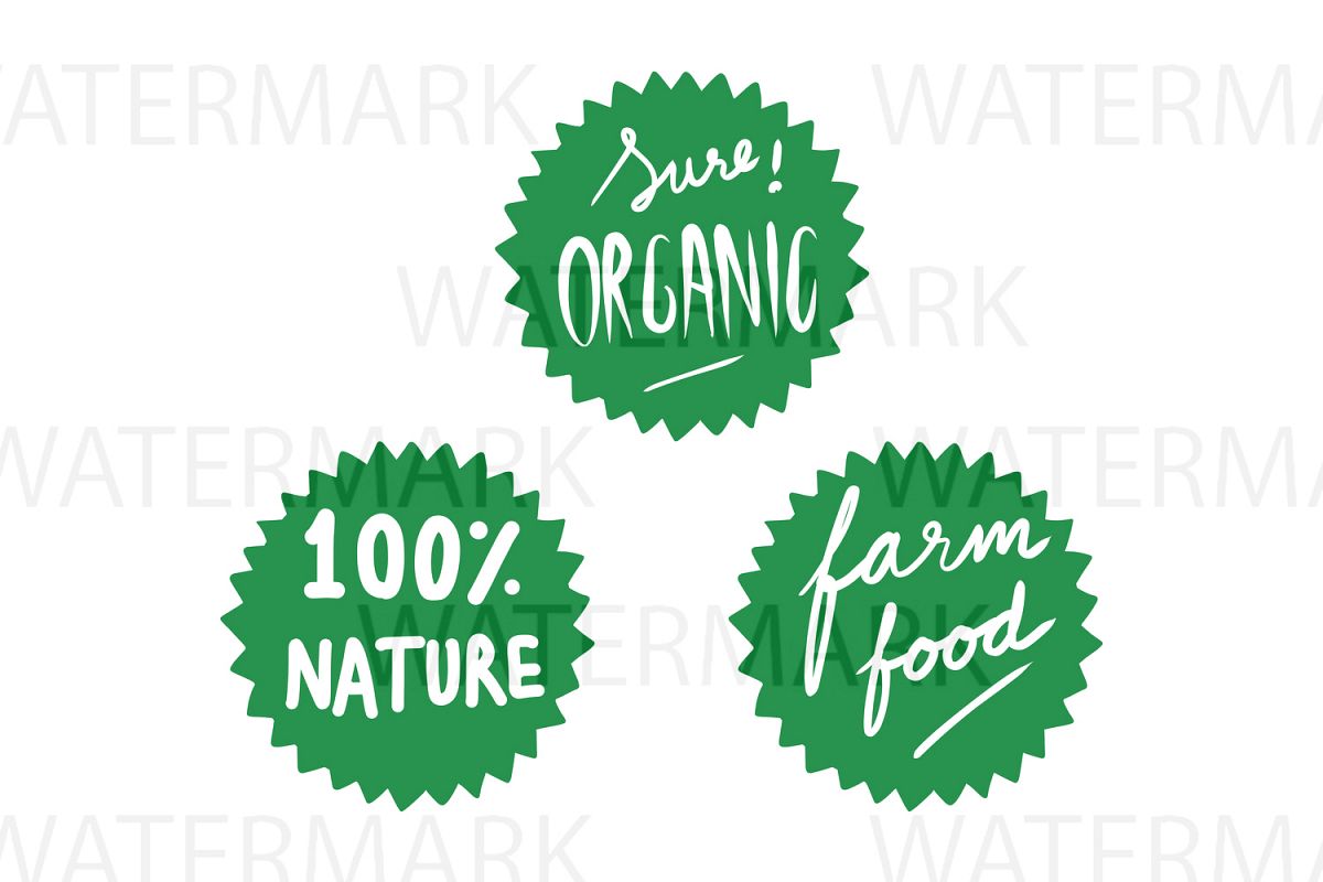 Sure Organic 100% Nature Farm Food - SVG/JPG/PNG - Hand Drawing example image 1