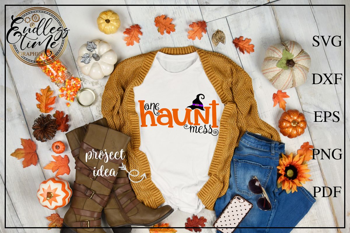 One Haunt Mess - a Funny Halloween SVG Cut File example image 1