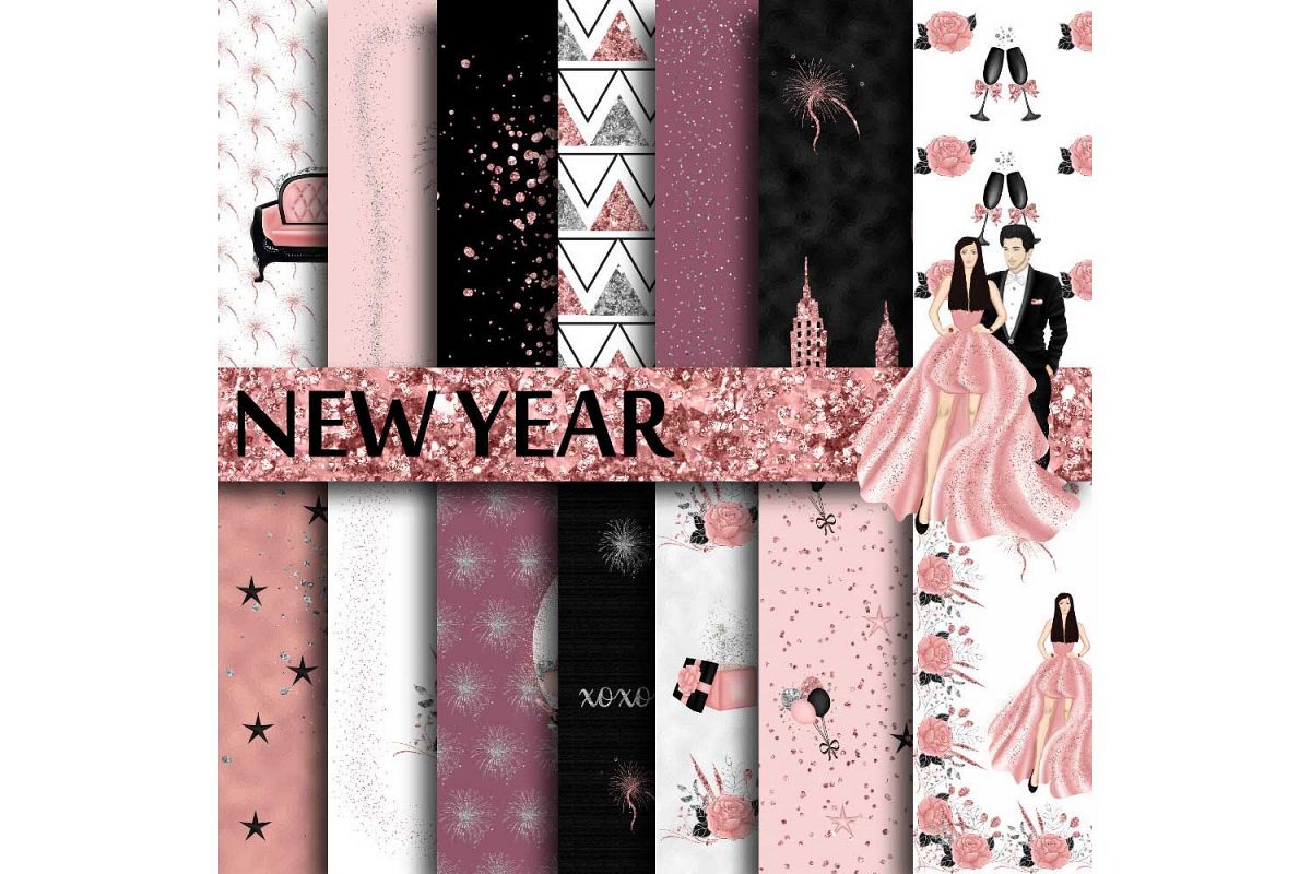 New Years Eve Digital Paper example image 1