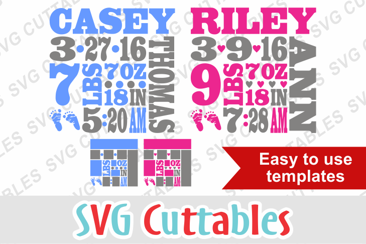 Baby Birth Announcement cut file example image 1