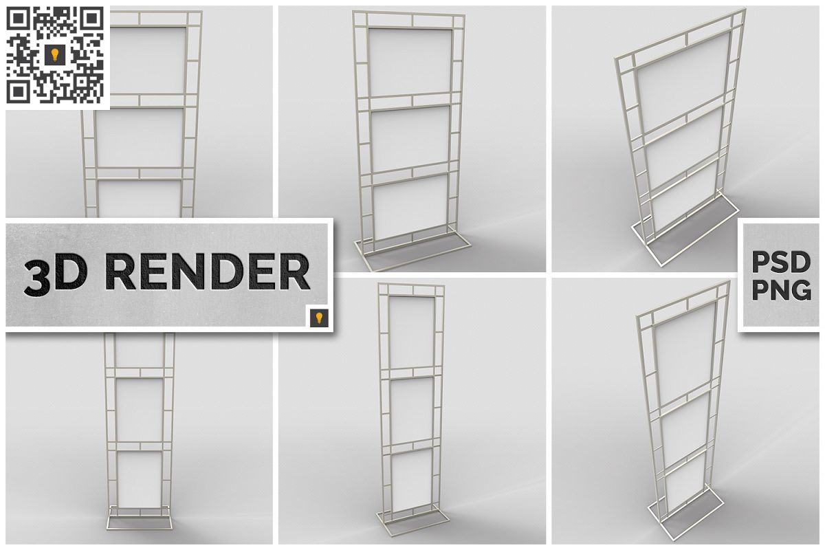 Poster Stand Display 3D Render example image 1