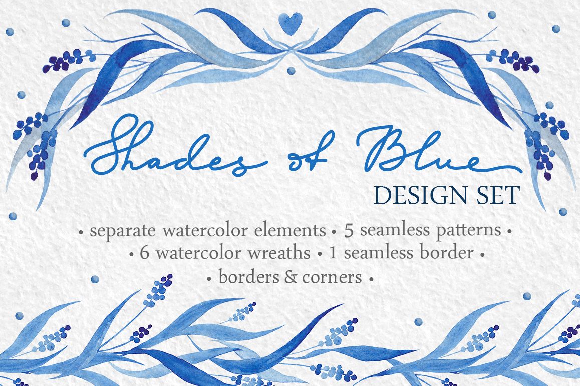 Watercolor design set in blue tones example image 1