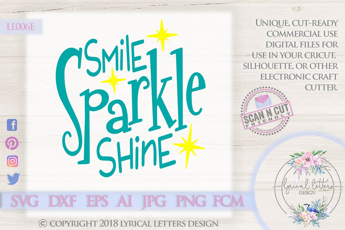 Smile Sparkle Shine SVG DXF Cut File LL006E example image 1
