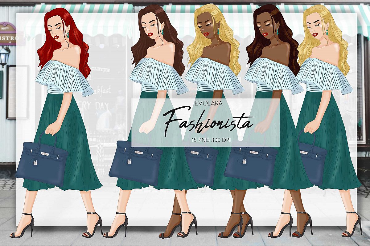 Fashion girl clipart girl boss clipart fashion illustrations example image 1