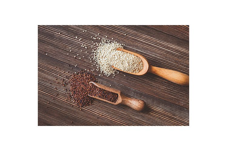 Scoops of white and red quinoa example image 1