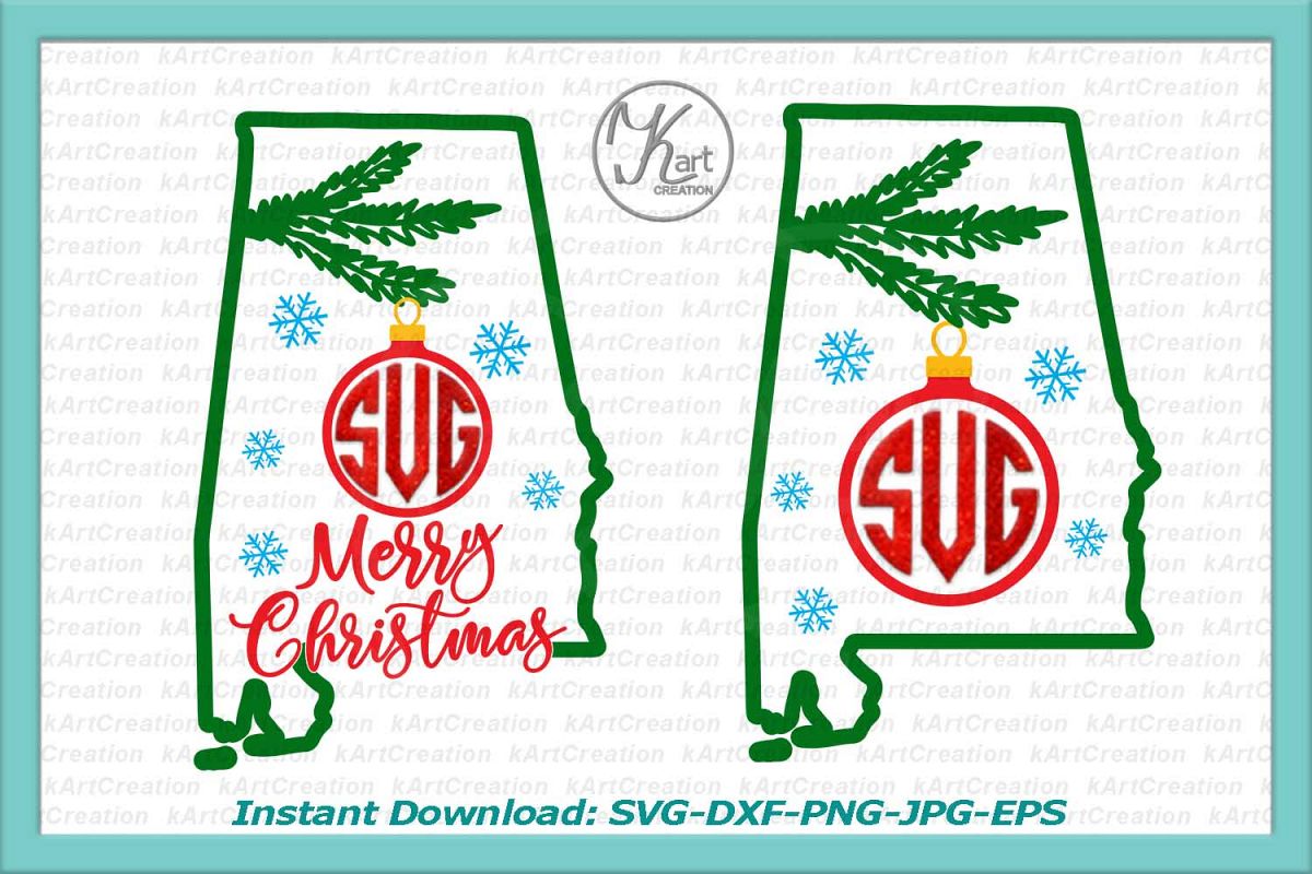 Alabama Christmas Monogram svg cutting file clipart png example image 1