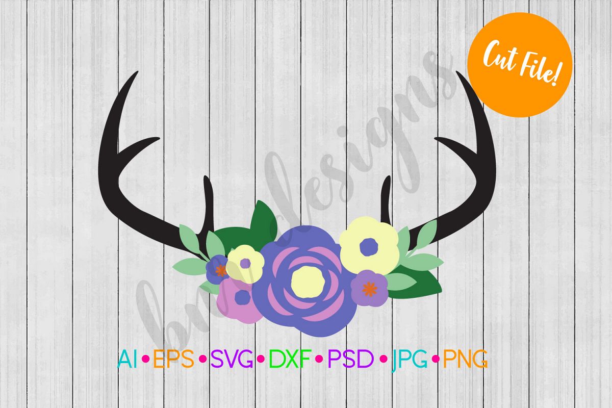 Antlers SVG, Wild SVG, Rustic SVG, SVG File, DXF File example image 1