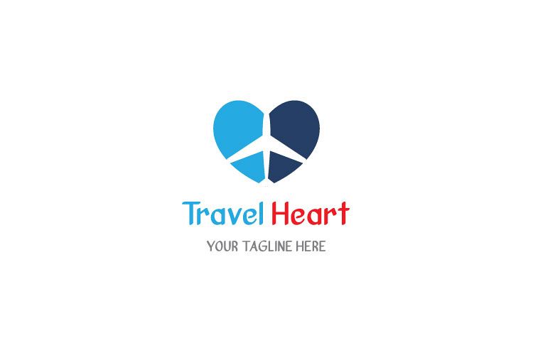 Aeroplane Heart Shape Logo example image 1