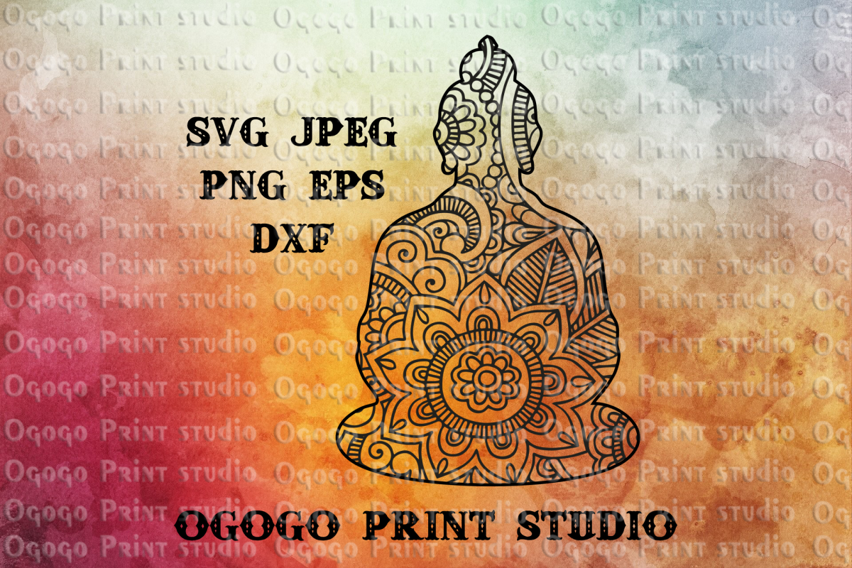 Buddha SVG, Zentangle SVG, Yoga svg, Mandala svg,Cricut file example image 1