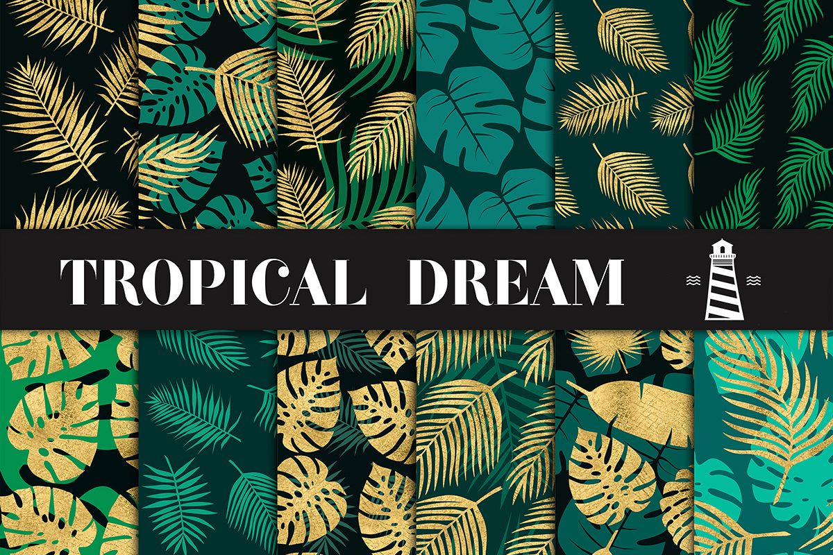 Gold Palm Leaves Backgrounds example image 1